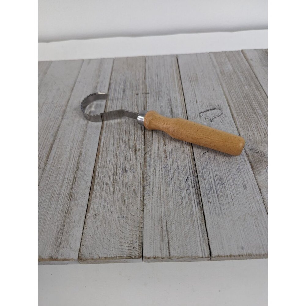 Multipurpose Food Garnishing Tool Chocolate Butter Curler Wood Handle 7 1/2"